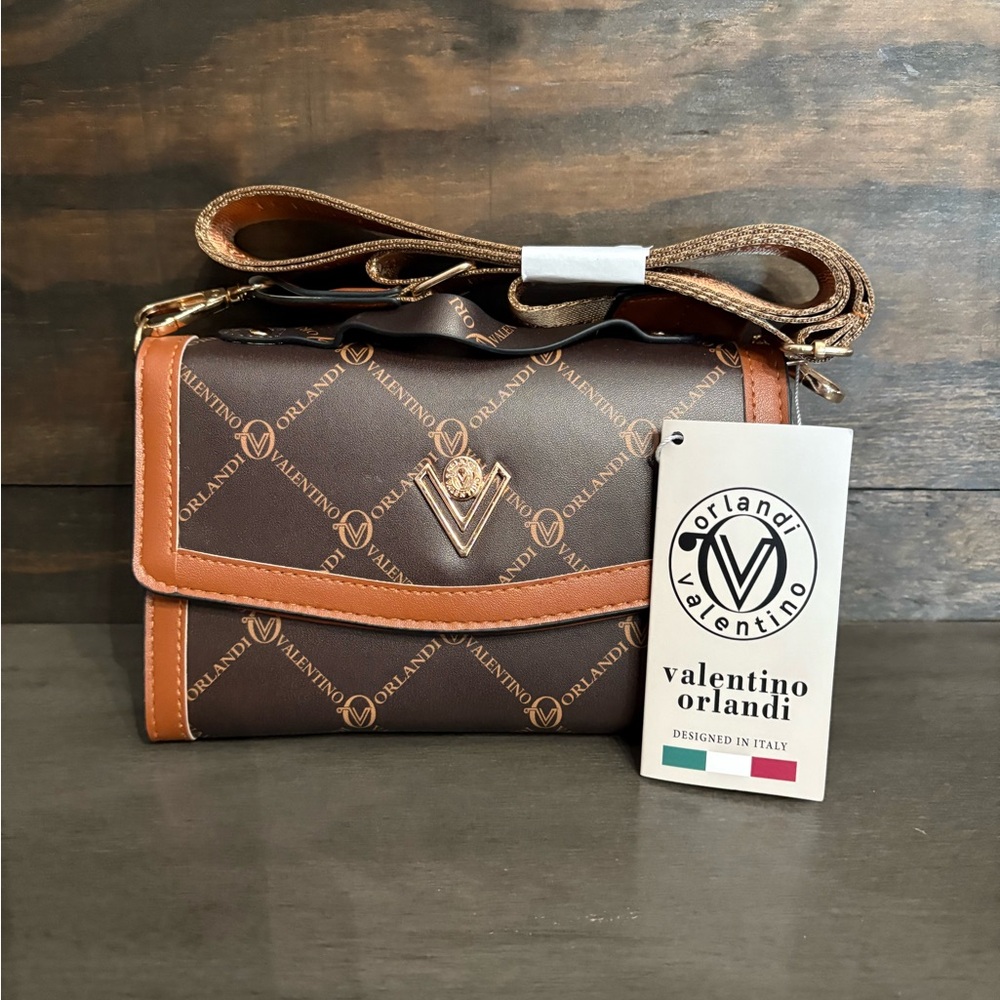 Valentino Orlandi Brown and Tan Crossbody Bag